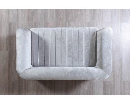 Nova Leina Velvet Sofa & Loveseat - Silver-Gray