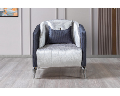 Nova Leina Velvet Sofa & Loveseat - Silver-Gray