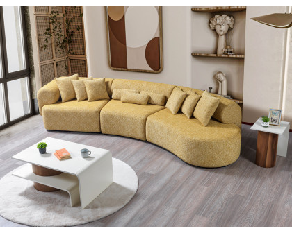 Nova Lena Mustard Boucle 3-Piece Curved 145" Sectional