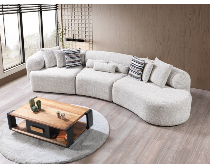 Nova Lena Stone Boucle 3-Piece Curved 145" Sectional