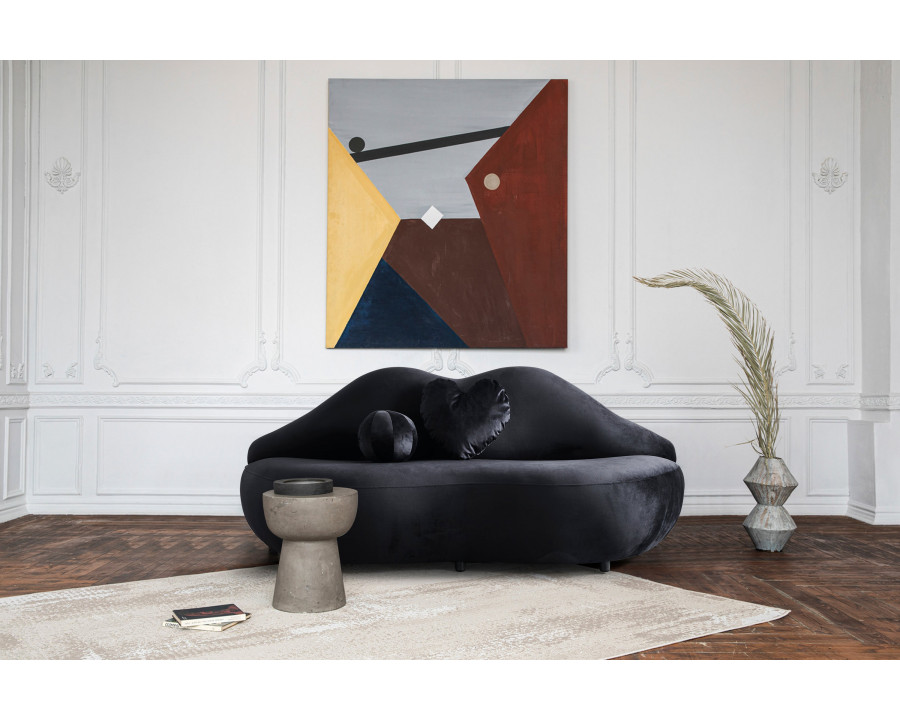 Nova Lips Velvet Loveseat - Black