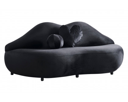 Nova Lips Velvet Loveseat - Black