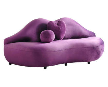 Nova Lips Velvet Loveseat - Purple