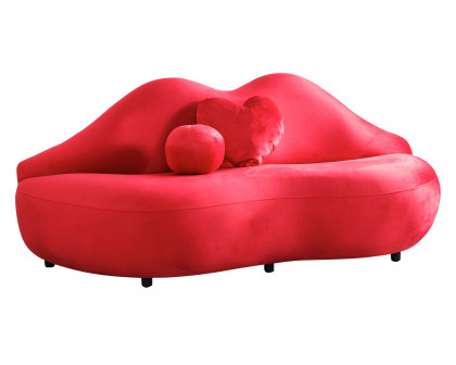 Nova Lips Velvet Loveseat - Red