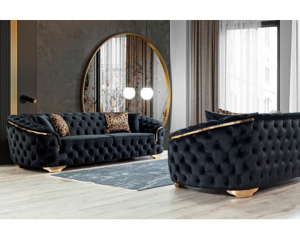 Nova Lupino Velvet Sofa & Loveseat - Black