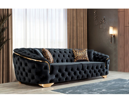 Nova Lupino Velvet Sofa & Loveseat - Black