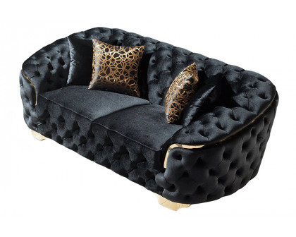 Nova Lupino Velvet Sofa & Loveseat - Black