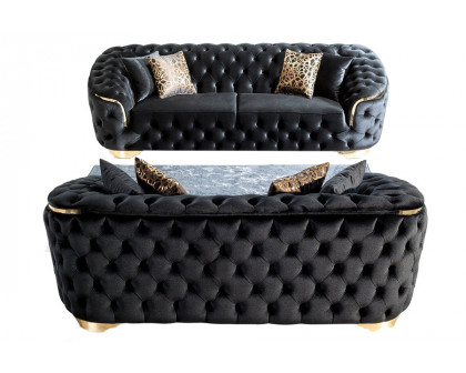 Nova Lupino Velvet Sofa & Loveseat - Black