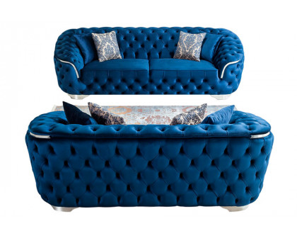 Nova Lupino Velvet Sofa & Loveseat - Blue