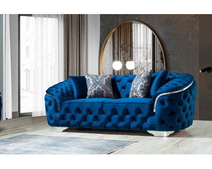 Nova Lupino Velvet Sofa & Loveseat - Blue