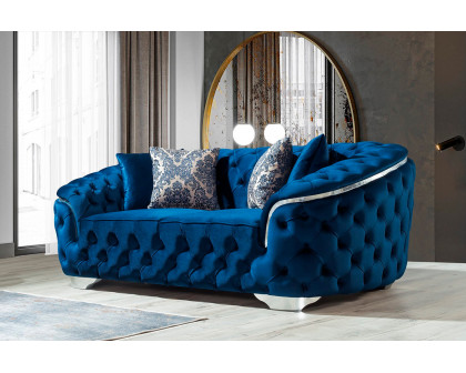 Nova Lupino Velvet Sofa & Loveseat - Blue