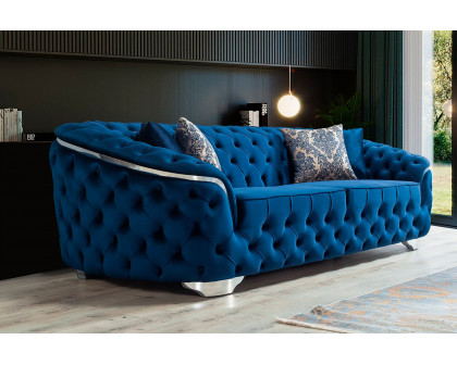 Nova Lupino Velvet Sofa & Loveseat - Blue