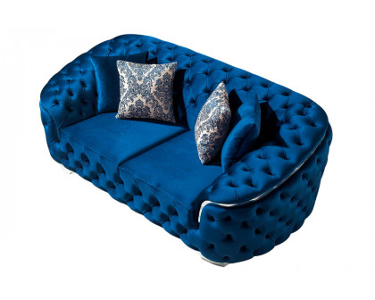 Nova Lupino Velvet Sofa & Loveseat - Blue