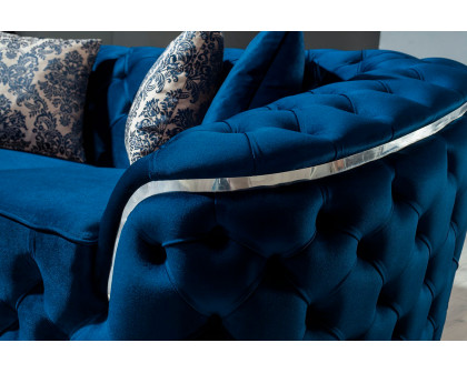 Nova Lupino Velvet Sofa & Loveseat - Blue