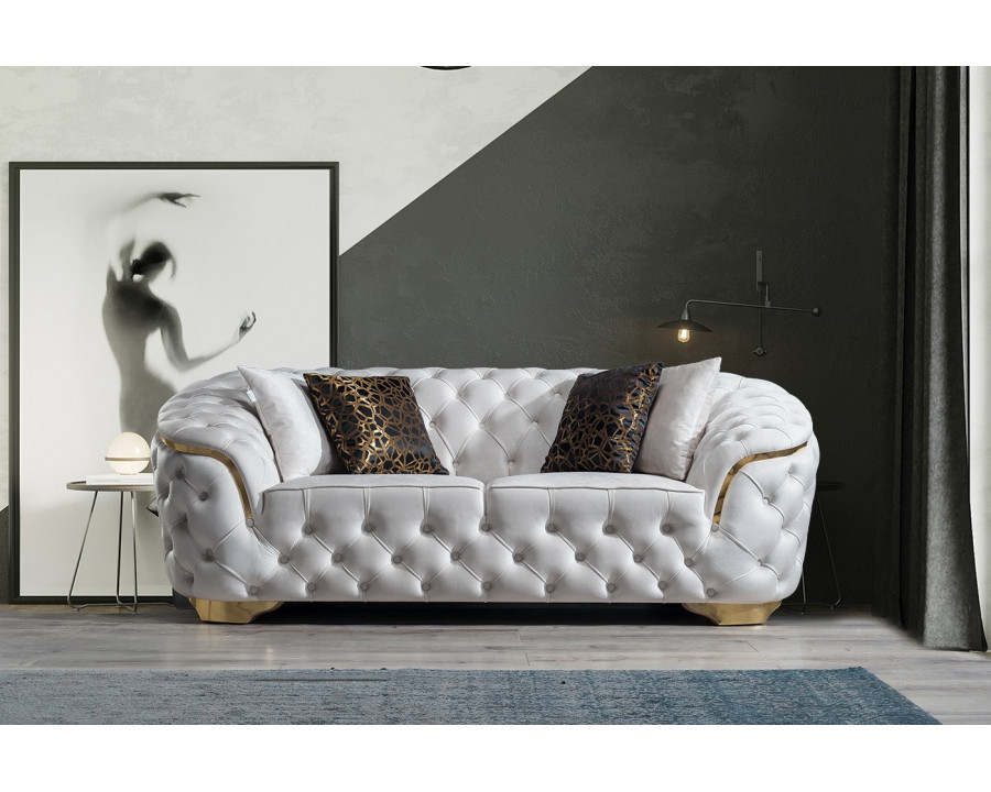 Nova - Lupino Velvet Loveseat in Ivory