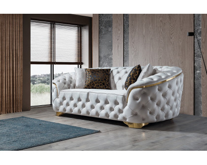 Nova - Lupino Velvet Loveseat in Ivory