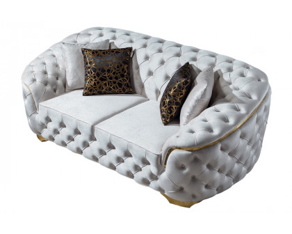 Nova - Lupino Velvet Loveseat in Ivory