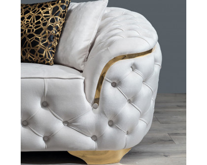 Nova - Lupino Velvet Loveseat in Ivory