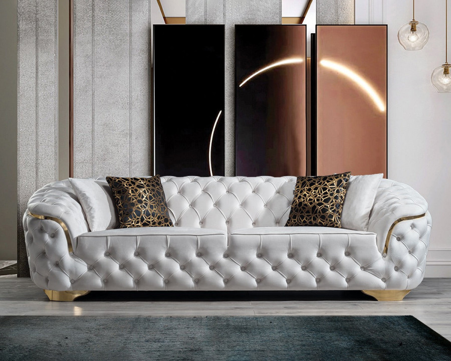 Nova - Lupino Ivory Velvet Sofa