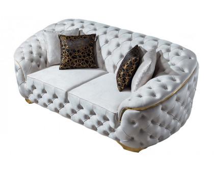 Nova Lupino Velvet Sofa & Loveseat - Ivory