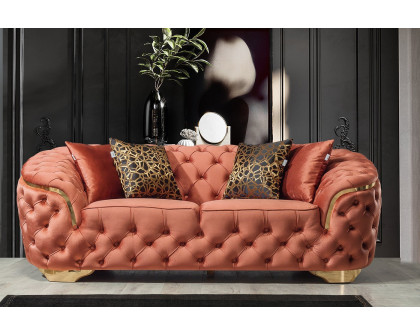 Nova Lupino Velvet Sofa & Loveseat - Orange