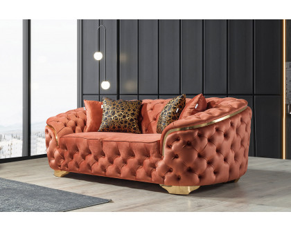 Nova Lupino Velvet Sofa & Loveseat - Orange