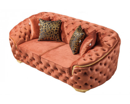 Nova Lupino Velvet Sofa & Loveseat - Orange