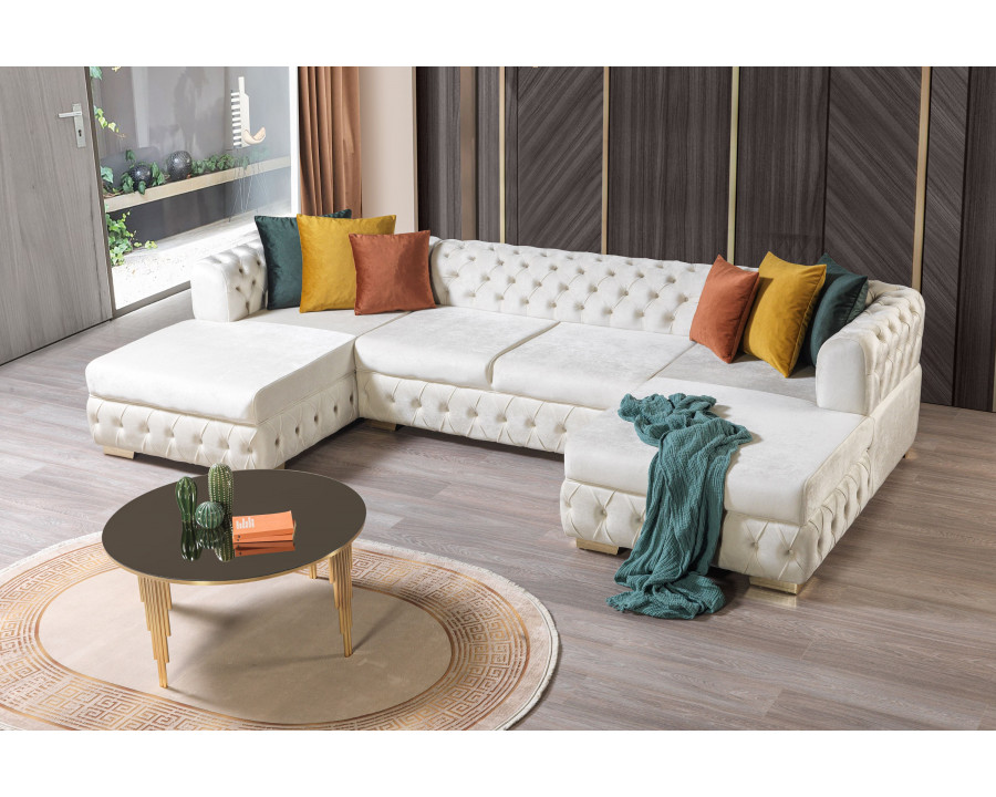 Nova - Matilda Velvet Double Chaise Sectional in Ivory