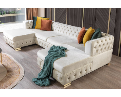 Nova - Matilda Velvet Double Chaise Sectional in Ivory