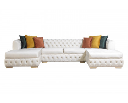 Nova - Matilda Velvet Double Chaise Sectional in Ivory