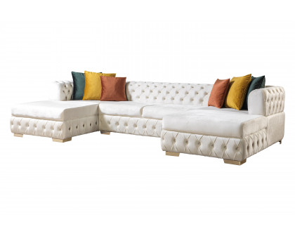 Nova - Matilda Velvet Double Chaise Sectional in Ivory