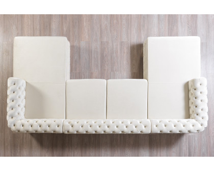 Nova - Matilda Velvet Double Chaise Sectional in Ivory