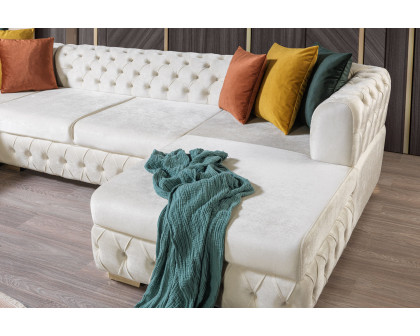 Nova - Matilda Velvet Double Chaise Sectional in Ivory