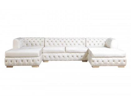 Nova - Matilda Velvet Double Chaise Sectional in Ivory