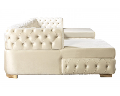 Nova - Matilda Velvet Double Chaise Sectional in Ivory