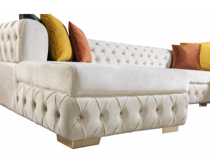 Nova - Matilda Velvet Double Chaise Sectional in Ivory