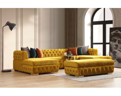 Nova - Matilda Velvet Rectangle Ottoman in Mustard