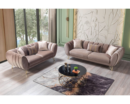 Nova Merida Coffee Velvet Sofa 92" & Loveseat 72"