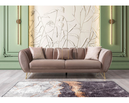 Nova Merida Coffee Velvet Sofa 92" & Loveseat 72"