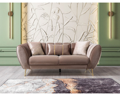 Nova Merida Coffee Velvet Sofa 92" & Loveseat 72"