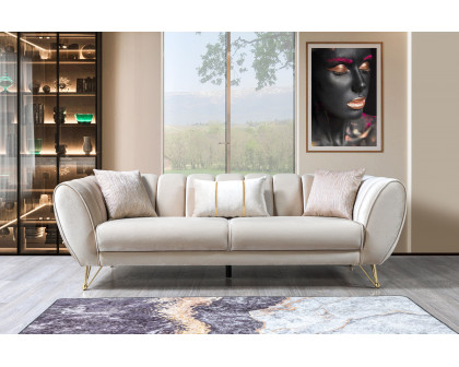 Nova Merida Ivory Velvet Sofa 92" & Loveseat 72"