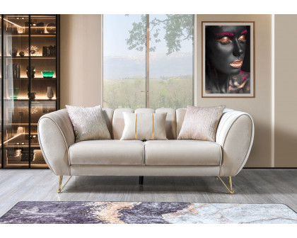 Nova Merida Ivory Velvet Sofa 92" & Loveseat 72"