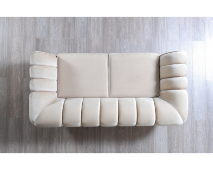 Nova Merida Ivory Velvet Sofa 92" & Loveseat 72"