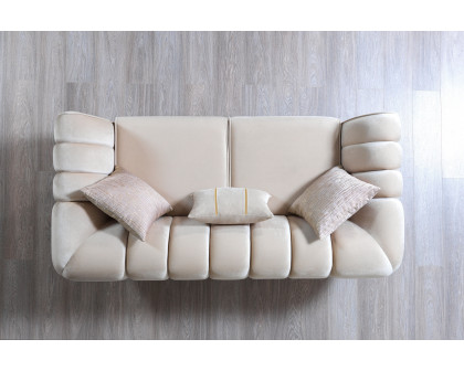 Nova Merida Ivory Velvet Sofa 92" & Loveseat 72"