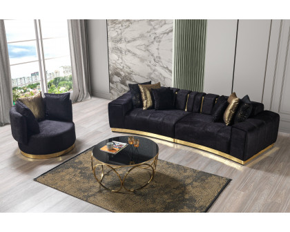 Nova Michelle Velvet Curved Sectional - Black