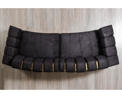 Nova Michelle Velvet Curved Sectional - Black