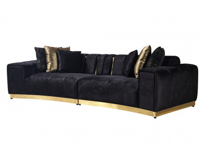 Nova Michelle Velvet Curved Sectional - Black