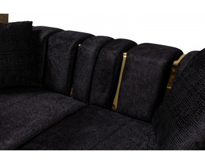 Nova Michelle Velvet Curved Sectional - Black