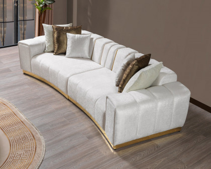 Nova Michelle Velvet Curved Sectional - Ivory