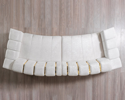 Nova Michelle Velvet Curved Sectional - Ivory